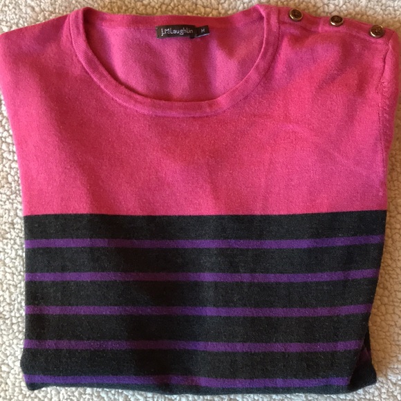 J. McLaughlin Tops - J.McLaughlin Pink/Purple Striped Long Sleeve Knit Top